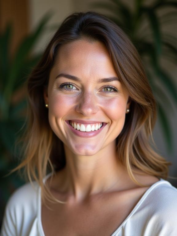 Elara Finch, founder of EucalyptWeds, smiling warmly.